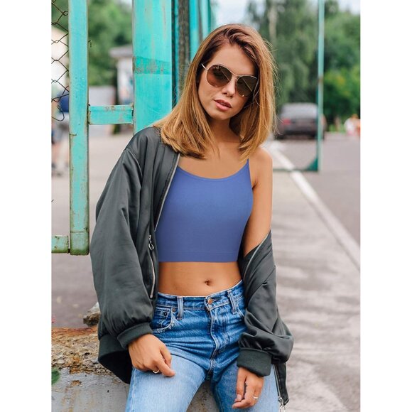 Women Crop Top Bundle Cotton Spaghetti Strap Sleeveless Yoga Gym - Picture 6 of 6